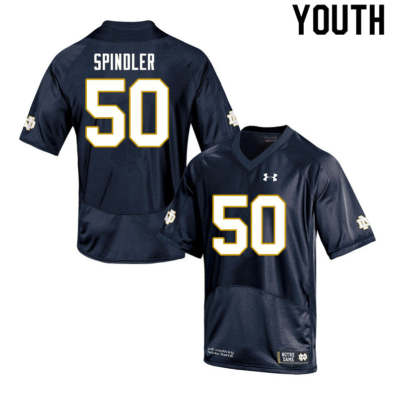 Youth NCAA Notre Dame Fighting Irish #50 Rocco Spindler Stitched College Under Armour Authentic Navy Football Jersey FO10I57PO